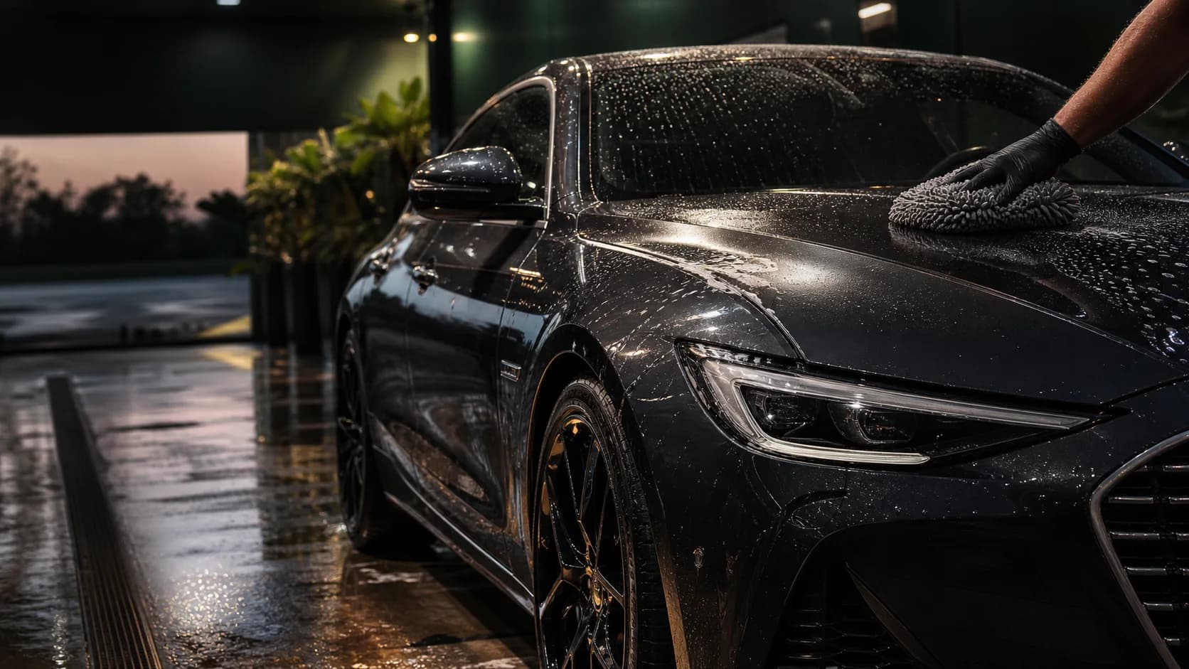 Editorial image of a vehicle receiving a careful hand wash